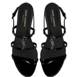 Saint Laurent Women's Cassandra Sandals In Patent Leather Black